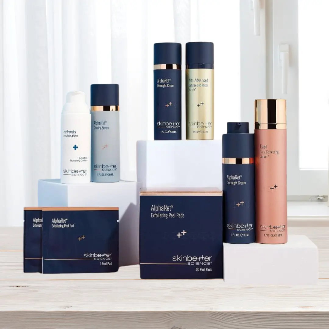 Skinbetter Science Skincare Products - AlphaRet Overnight Cream, Alto Defense Serum, and Trio Rebalancing Moisture Treatment in a comprehensive lineup.Skinbetter Science Skincare Products - AlphaRet Overnight Cream, Alto Defense Serum, and Trio Rebalancing Moisture Treatment in a comprehensive lineup.